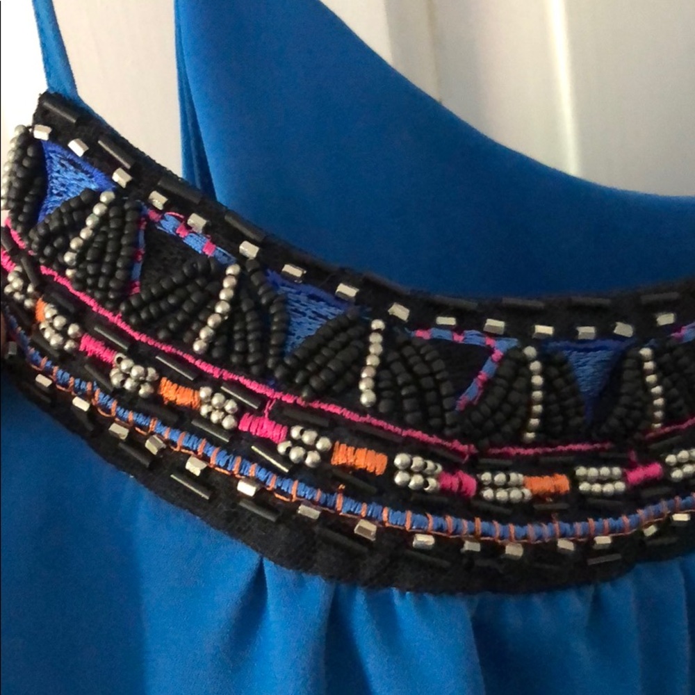 Flowy beaded Royal Blue top